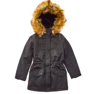 Urban Republic Girl's Black  Ballistic Anorak Jacket Removable Faux Fur SZ M